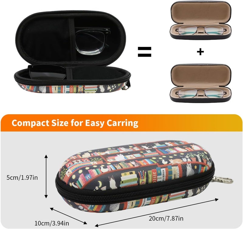 FlyingMage Store Double Eyeglasses Case, Hard Shell Dual Sunglasses Organizer with Zipper Clip Travel Glasses Storage for Women Men - Image 5
